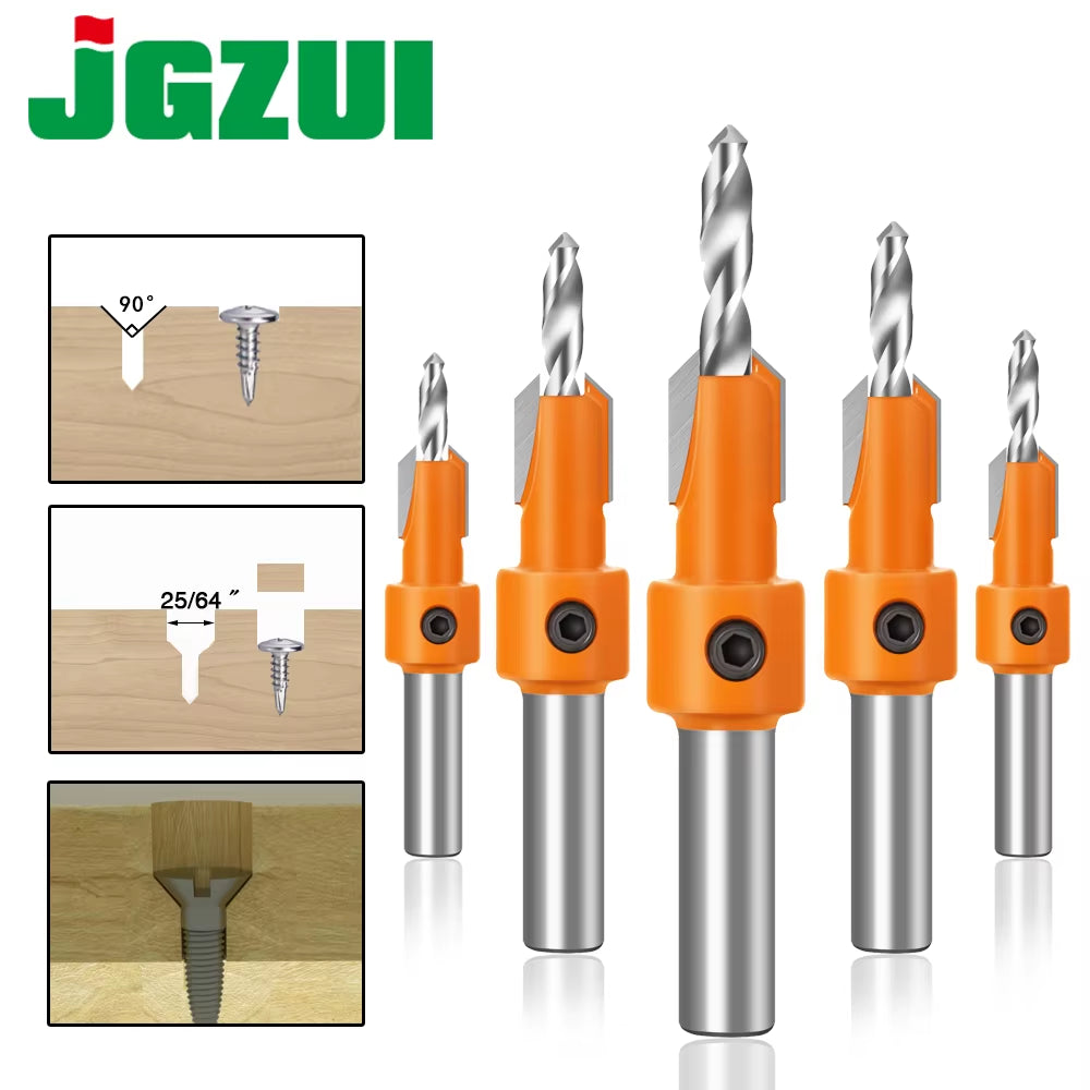 8Mm Shank HSS Woodworking Countersink Router Bit Set Screw Extractor Remon Demolition for Wood Milling Cutter