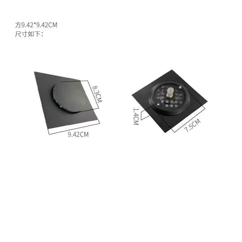 Pop up Foot Floor Drain Stainless Steel Anti-Odor Bath Drains Deodorization Square and round Black Pedal Type Floor Drain