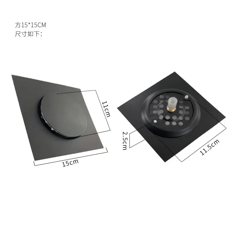 Pop up Foot Floor Drain Stainless Steel Anti-Odor Bath Drains Deodorization Square and round Black Pedal Type Floor Drain
