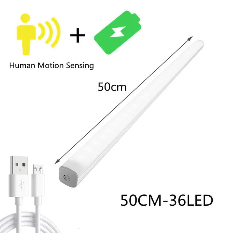 LED Cabinet Light 15/21/30CM Kitchen Wireless Dimming USB Rechargeable Motion/Hand-Sweep Sensor Bedroom Wardrobe Night Lamp