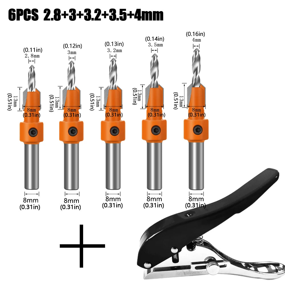 8Mm Shank HSS Woodworking Countersink Router Bit Set Screw Extractor Remon Demolition for Wood Milling Cutter