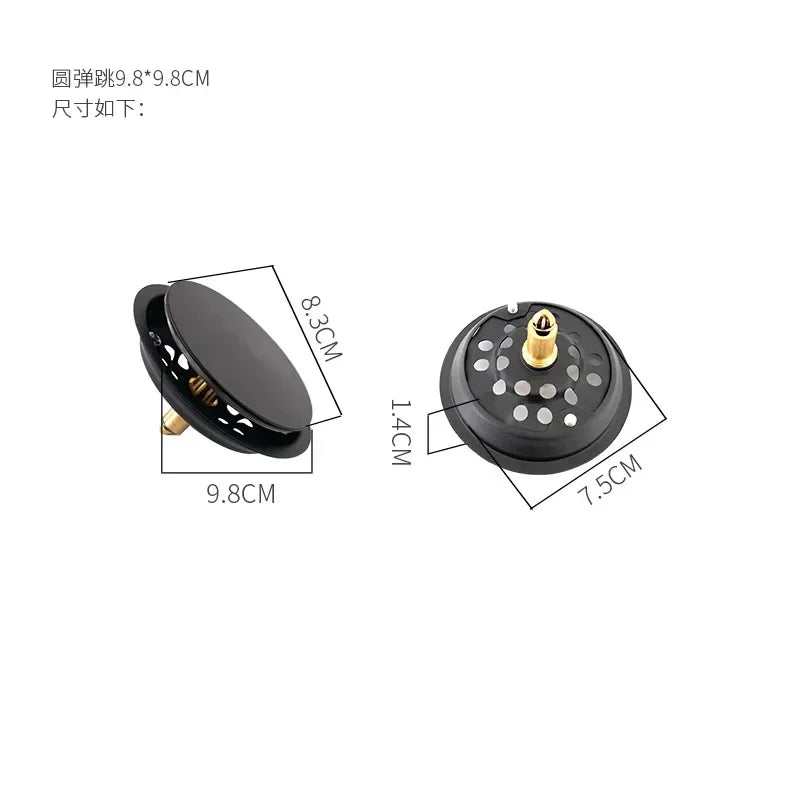 Pop up Foot Floor Drain Stainless Steel Anti-Odor Bath Drains Deodorization Square and round Black Pedal Type Floor Drain