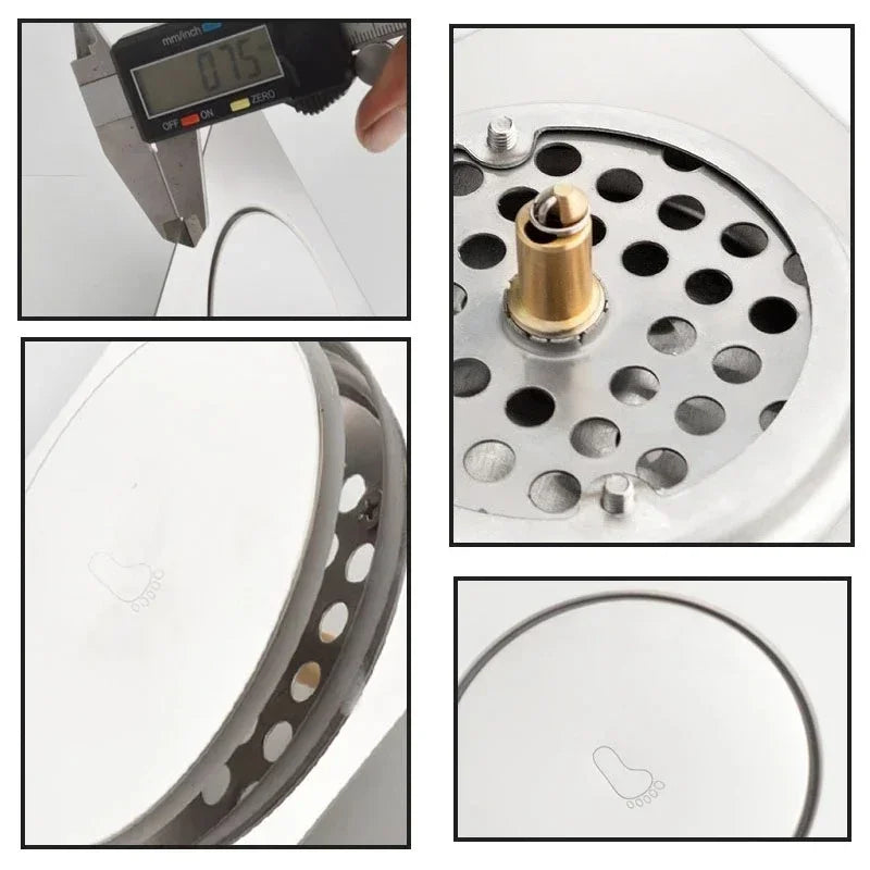 Pop up Foot Floor Drain Stainless Steel Anti-Odor Bath Drains Deodorization Square and round Black Pedal Type Floor Drain